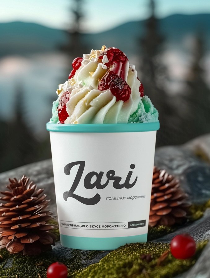 Мороженое Lari — малина и эстрагон с сосновыми шишками